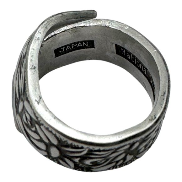 Handmade Japan National Stainless Steel Spoon Wrap Ring Floral Roses Size 9 - Picture 7 of 12